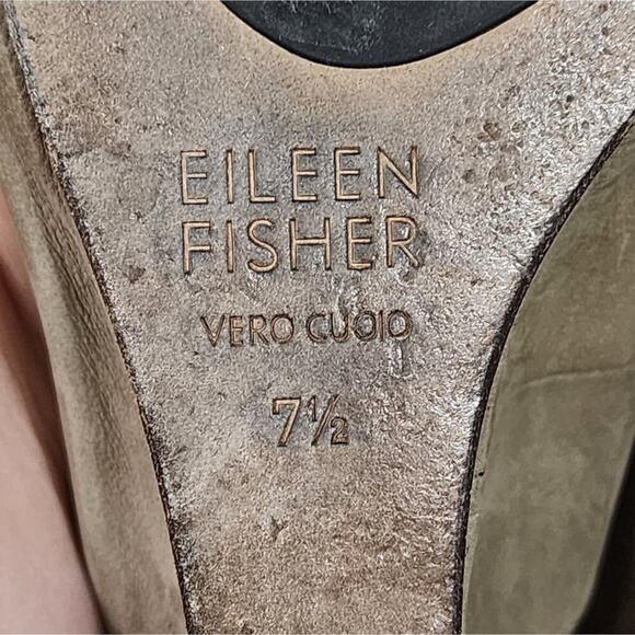 Eileen Fisher taupe Grey suede leather Wedge slingback peep toe sandals size 7.5 - Picture 3 of 7